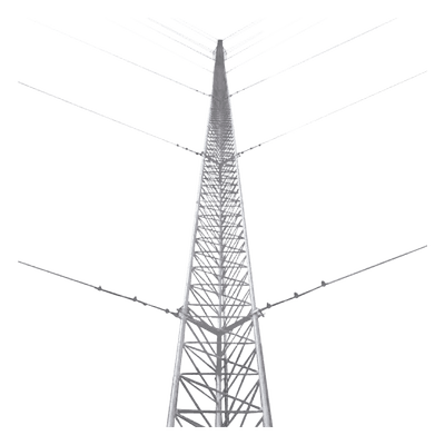 Torre Arriostrada de Piso / 3 m (9.8 ft) de Altura / Tramo 45 cm / Carga Axial 500 kg / Resistencia Viento 200 km/h / Galvanizado Electrolítico ASTM B-633