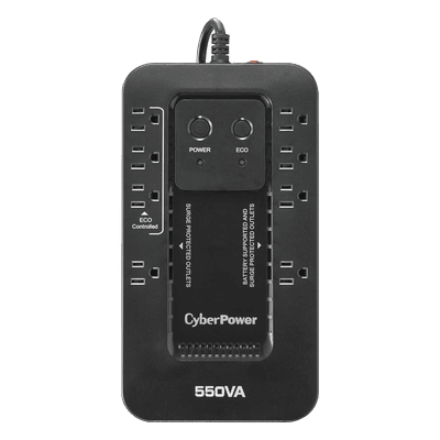 UPS de 550 VA/330 W, Topología Standby con Modo Ahorrador ECO, Entrada 120 Vca NEMA 5-15P, Con 8 Tomas NEMA 5-15R