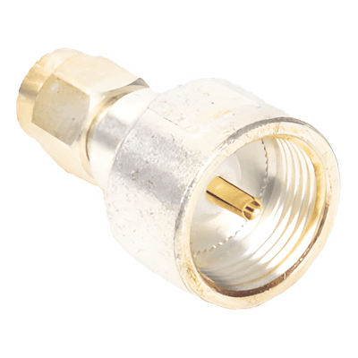 Adaptador Coaxial / Conector SMA Macho / Adaptador Hembra Intercambiable / Chapado Plata y Oro / Dieléctrico Teflón