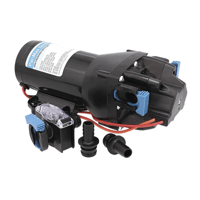 Bomba de presión / Autocebante 1,5 m (4,9 ft) / 24 Vca / 60 PSI (4,1 bar) / 15 LPM (4 GPM) / Diafragmas múltiples / Aluminio fundido HD