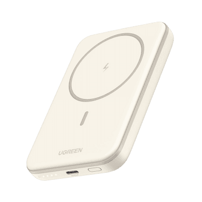 Power Bank MagSafe de 5000mAh | 15W | Carga Inalámbrica y por Cable USB-C | Sistema de Protección Inteligente | Tecnología de Carga Rápida | Ultra Delgado | Ultra ligero | Compatible con iPhone 15/14/13/12 | Color Beige.