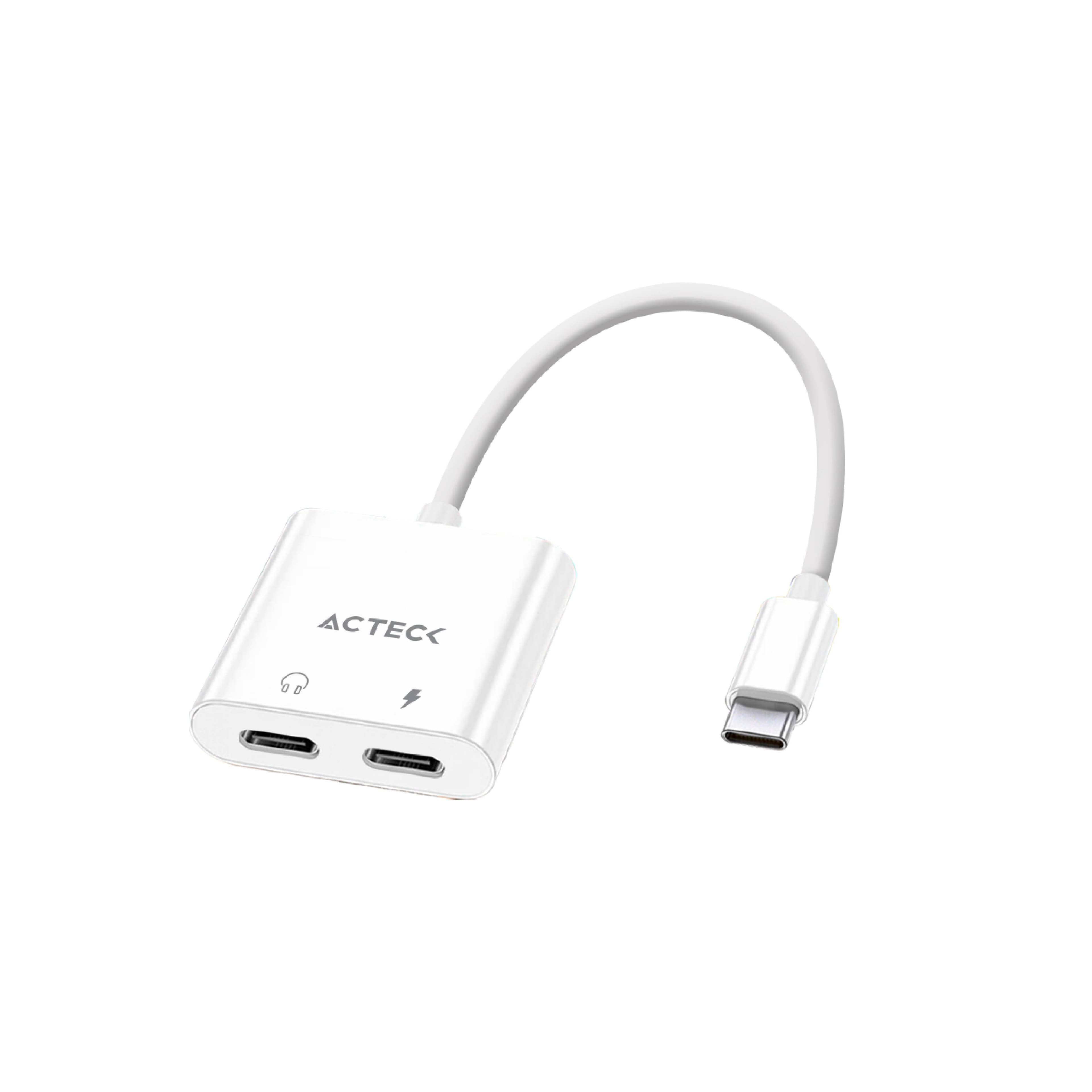 Adaptador USB C 3.1 a 2 USB C Shift Plus AA415 Acteck Advanced Series Adaptador de Audio y Carga simultáneamente Macho a 2x Hembra -