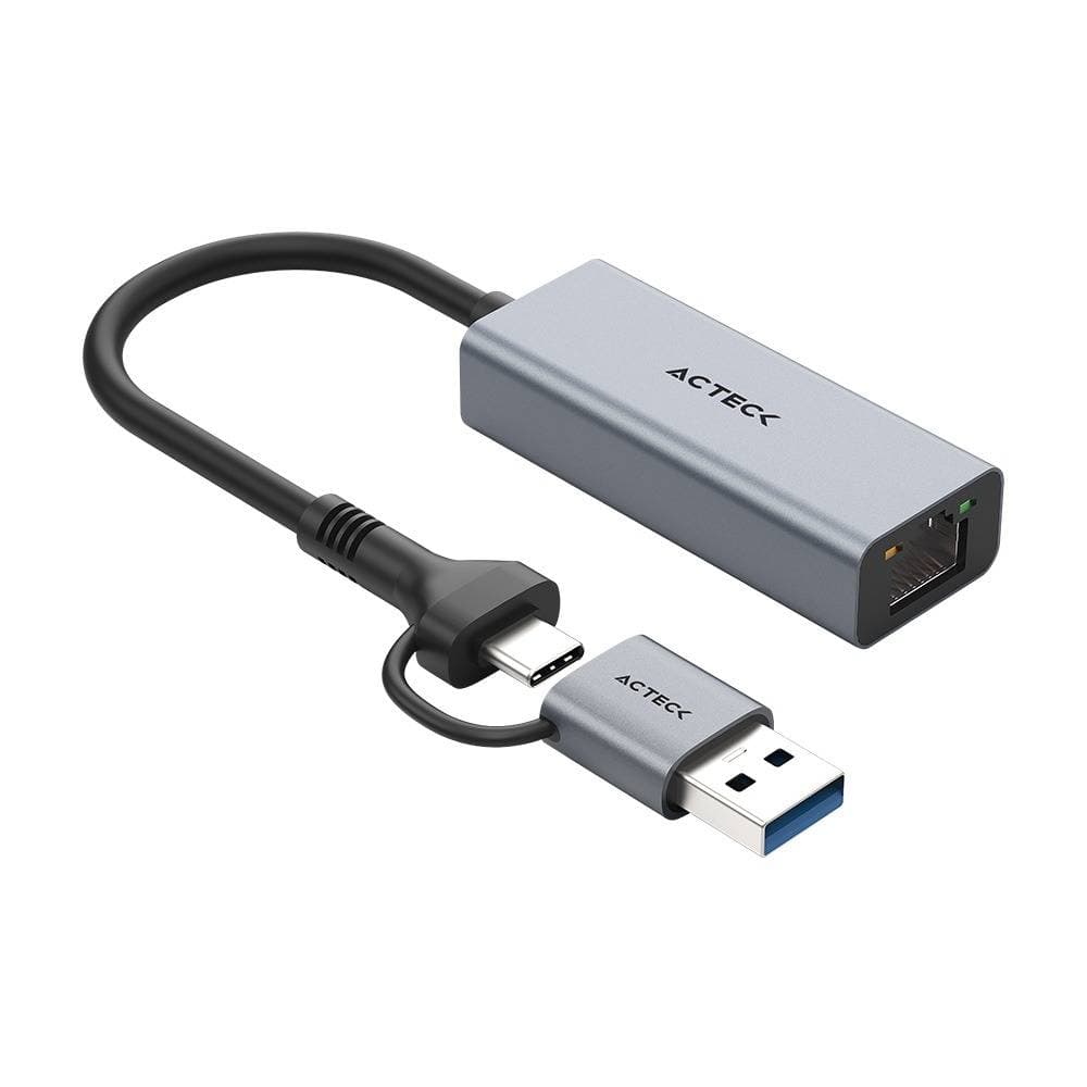 Adaptador USB-C/A a Ethernet RJ45 Gatex Net AN650 / Windows - mac OS, linux, Android / USB-C, USB-A / 1x Ethernet RJ45 1000 Mbps / Titanio