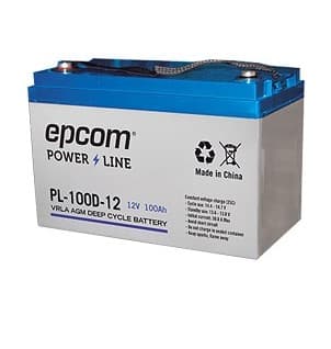 Acumulador EPCOM PL-100-D12 - Sealed Lead Acid (VRLA), 100000 mAh, Dispositivo de seguridad, 12 V, Azul, Blanco