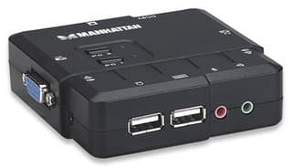 151252 Switch KVM Compacto de 2 Puertos USB - con cables y soporte de audio; controle dos computadoras USB desde un solo teclado, monitor y ratón