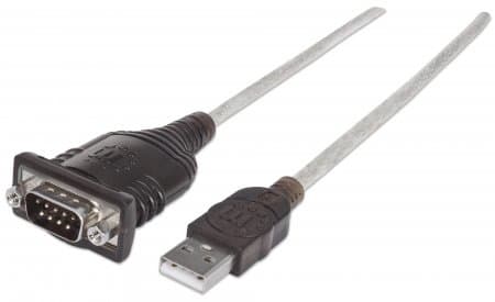 Convertidor de USB a Puerto Serial MANHATTAN 151849 - 1, 8 m, Plata, USB, DB9, Macho/Macho