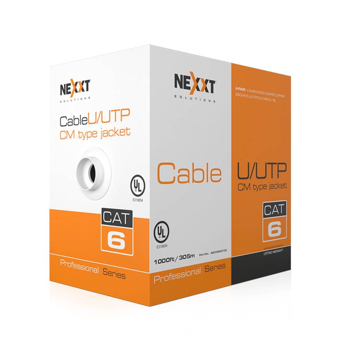 Bobina de Cable Cat.6 UTP - revestimiento tipo CM, 305M, Azul Professional 100 Cobre 24AWG