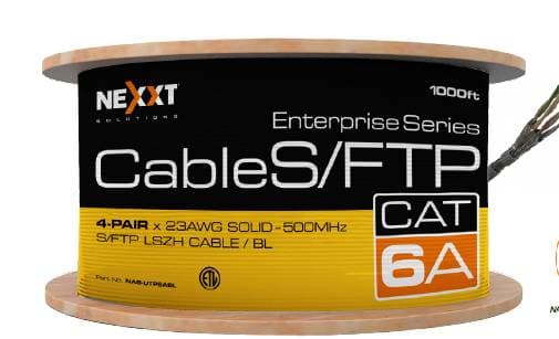 Bobina de Cable Cat.6A S/FTP - revestimiento tipo LSZH, 305M, 100 Cobre 23AWG interior, Azul