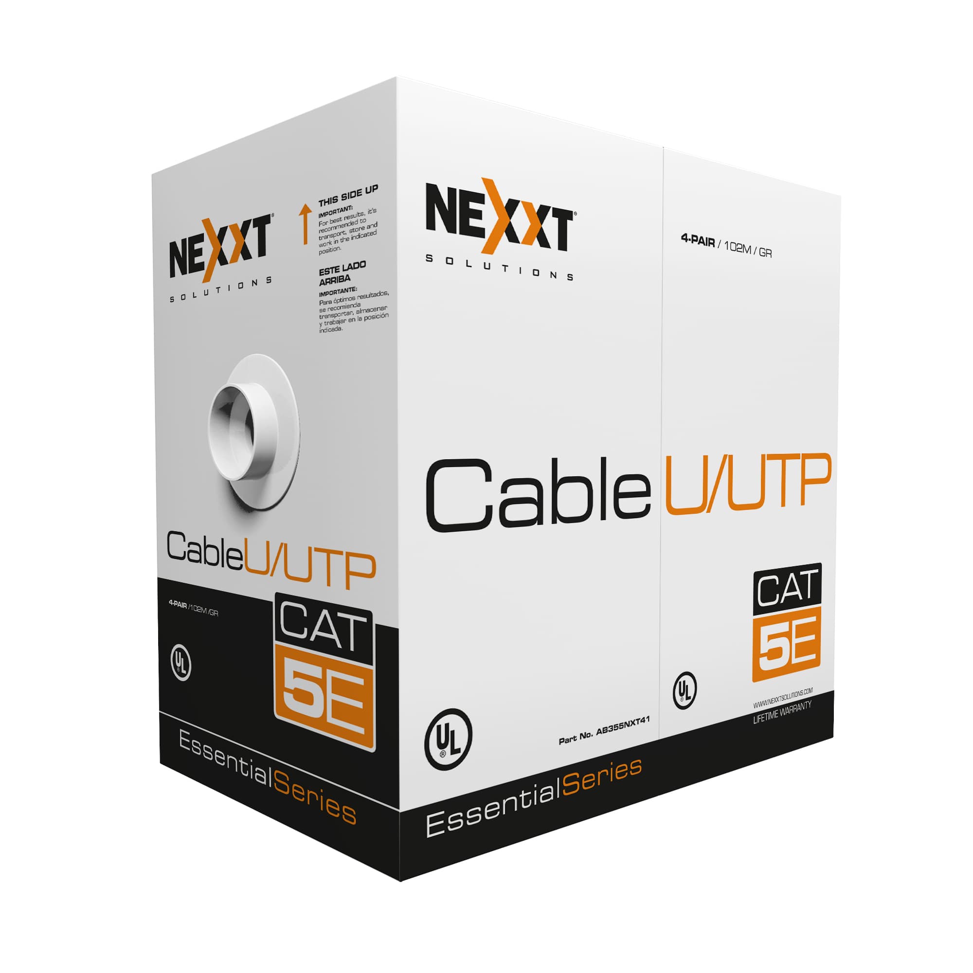 Bobina de Cable Cat.5E UTP - revestimiento tipo CMX, 102M, 100 Cobre 25 AWG Interior, Gris
