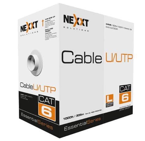 Bobina de Cable Cat.6 UTP - revestimiento tipo CMX, 305M, 100 Cobre 24 AWG Exterior, Negro