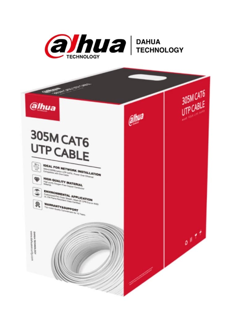Bobina de cable UTP 100 cobre / Categoria 6 / Color blanco / Interior / 305 Metros / Redes / Video NB -