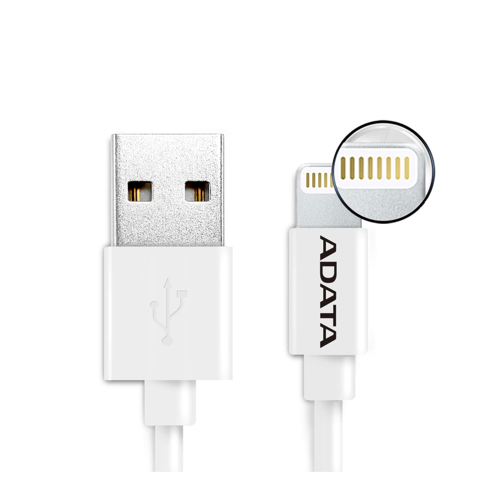 Cable Lightning ADATA AMFIPL-1M-CWH ADATA AMFIPL-1M-CWH - USB, Lightning, Blanco