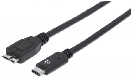 353397 Cable para Dispositivos USB-C de SúperVelocidad+. Conector C macho a SuperSpeed Micro-B macho - Longitud 1m, Color Negro.