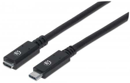 Cable de extensión USB Tipo C MANHATTAN 355230 - USB C, USB C, Macho/hembra, 0, 5 m, Negro