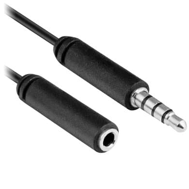 EXTENSIÓN CABLE AUXILIAR DE AUDIO ESTÉREO MACHO -HEMBRA TRRS - COLOR NEGRO 1METRO, 651602, BROBOTIX
