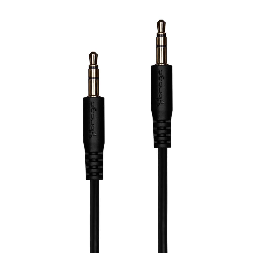 CABLE AUXILIAR AUDIO VORAGO CAB-A01B NEGRO 3.5MM A 3.5 MM -