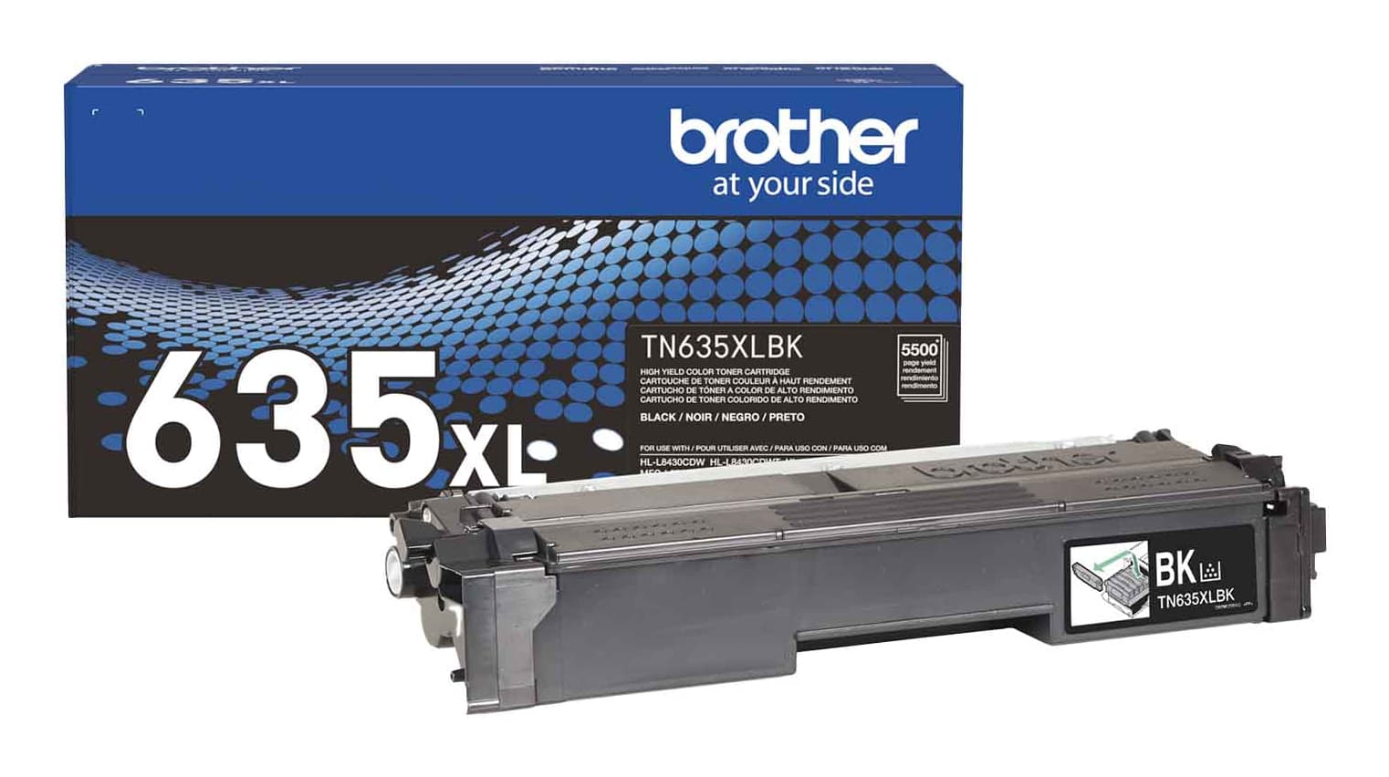 Tóner Brother TN635XLBK negro rendimiento aprox. 5 - 500 págs. para MFCL8730CDW, MFCL8970CDW, HLL8570CDW.