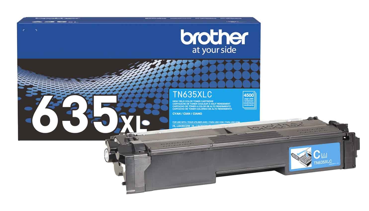 Tóner Brother TN635XLC cyan rendimiento aprox. 4 - 500 págs. para MFCL8730CDW, MFCL8970CDW, HLL8570CDW.