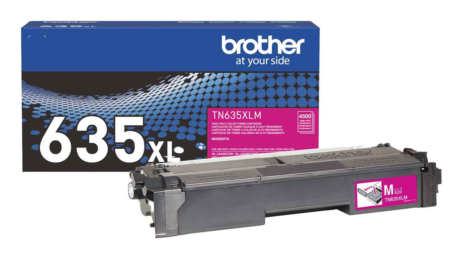 Tóner Brother TN635XLM magenta rendimiento aprox. 4 - 500 págs. para MFCL8730CDW, MFCL8970CDW, HLL8570CDW.