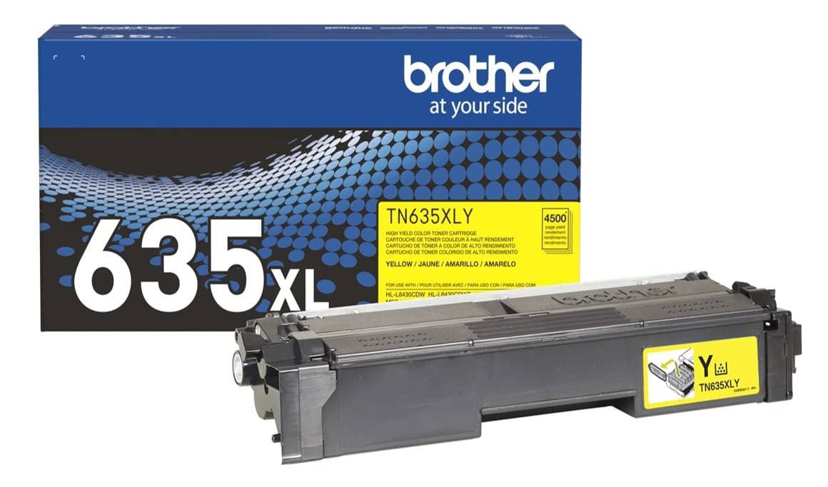Tóner Brother TN635XLY amarillo rendimiento aprox. 4 - 500 págs. para MFCL8730CDW, MFCL8970CDW, HLL8570CDW.