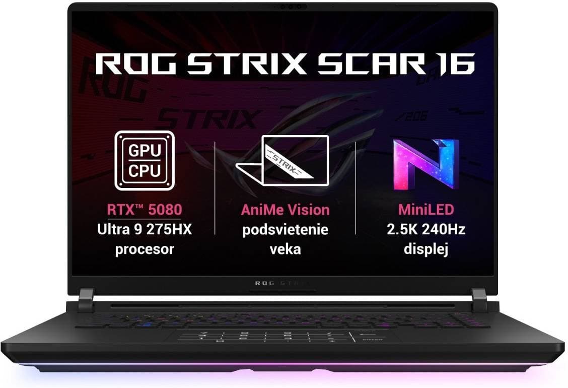 ASUS Gamer ROG Strix SCAR 16 Pulgadas - G635LW-RW037W CoreU9275HX, NVIDIAGeForce RTX 5080, 64GB, 1TBSSD, W11 Home, Wi-Fi 7+Bluetooth 5.4, Teclado en Español