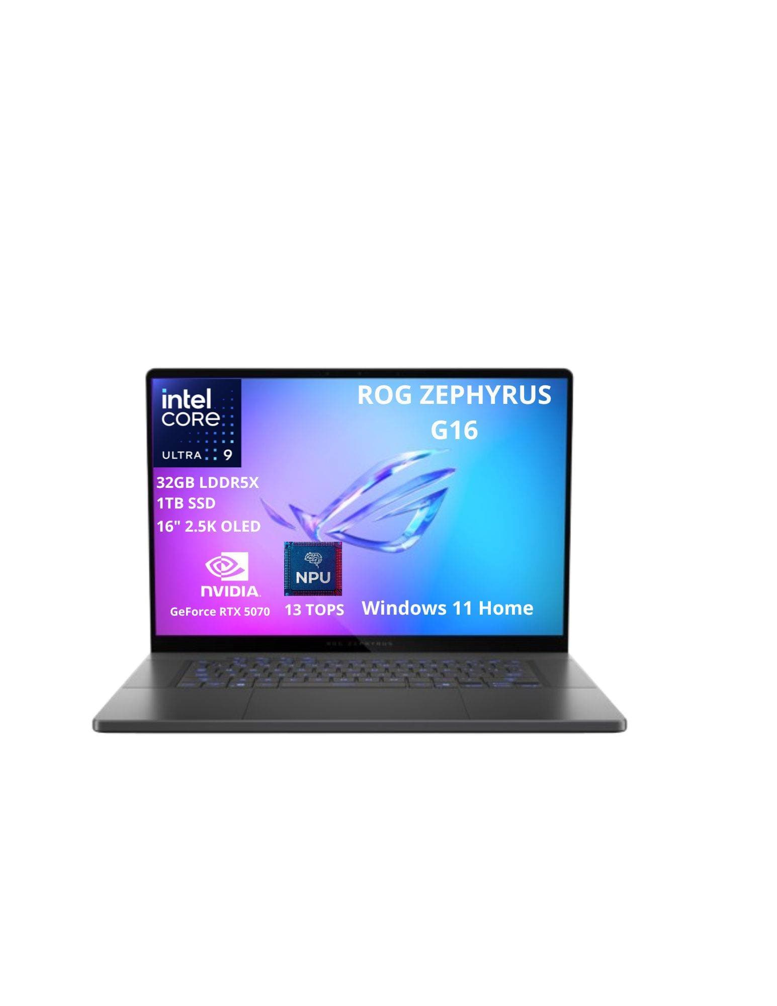 ASUS ROG ZEPHYRUS G16 Intel Core Ultra 9 Processor 285H - 32GB LPDDR5X, 1TB SSD, 16 pulgadas 2.5K Win 11 HOME