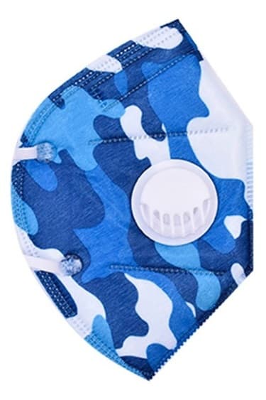 Cubrebocas KN95 Azul con válvula - 5 capas de protección, marca KSA Modelo PH007. Filtro anti soplido, capa antiestática suave y ligera. Individual