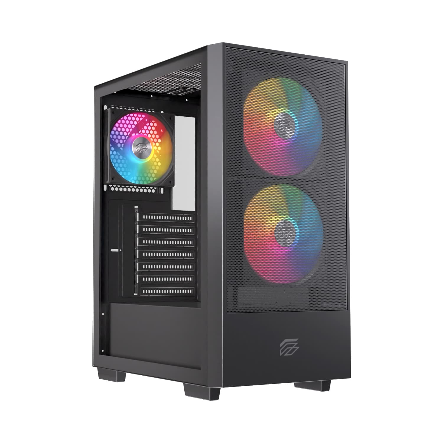 Gabinete EINAREX BY HY P100 RGB Black - ATX - 3 Fans RGB - Cristal Templado Modelo EXCS-PL-100R-B -