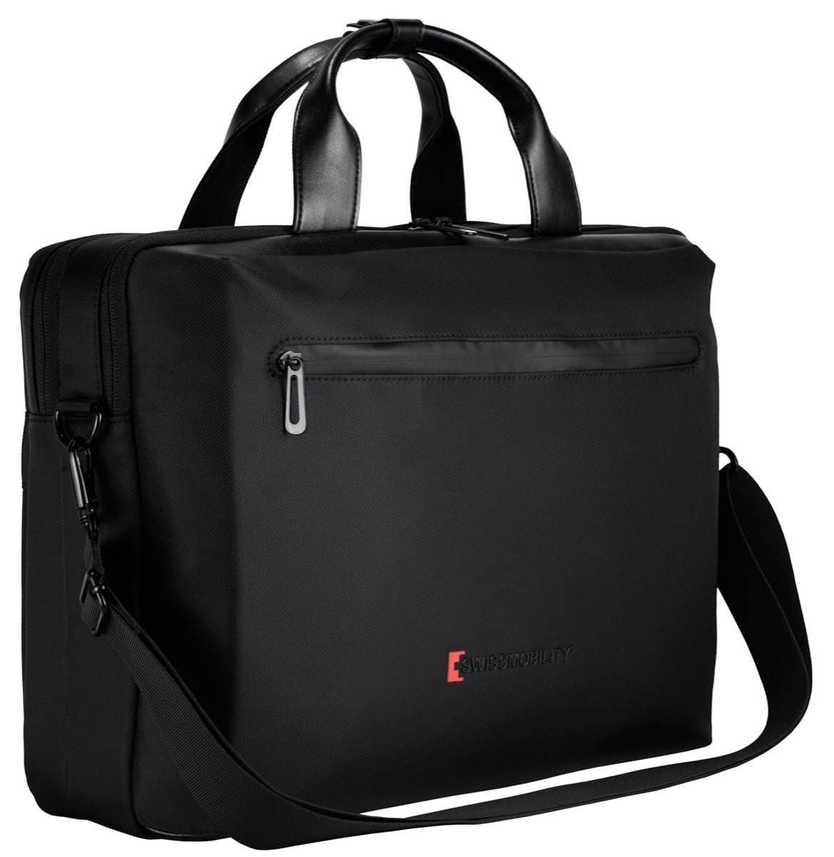 Maletín Swissmobility Porta Laptop Roble 17 Pulg - 3 compartimentos, Negro.