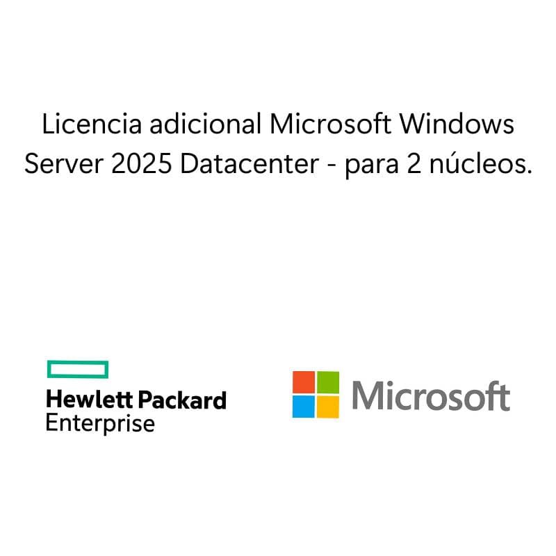 Licencia adicional Microsoft Windows Server 2025 para centro de datos 2 núcleos WW SW -